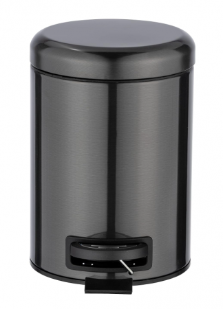 Coș de gunoi cu capac și pedală WENKO, pentru baie, oțel inoxidabil, negru [5]
