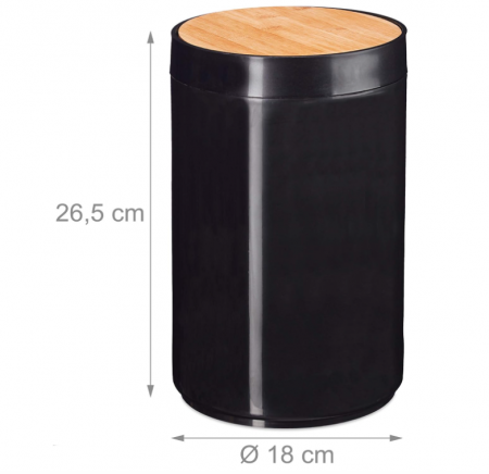 Coș de gunoi de baie Relaxdays, 5 L, Negru [3]