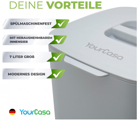 Coș de gunoi YourCasa pentru colectarea deșeurile din bucătărie 7L, gri [4]