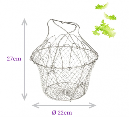 Coș din sârmă pentru salată Mali's 10591 pentru clătire, pliabil, oțel inoxidabil [8]
