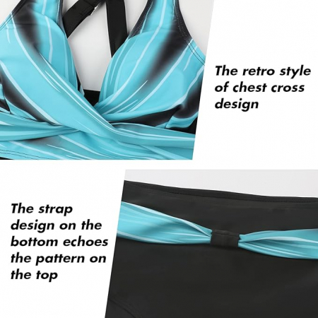 Costum de baie din 2 piese pentru femei Adigaber, negru/albastru, marime L [2]