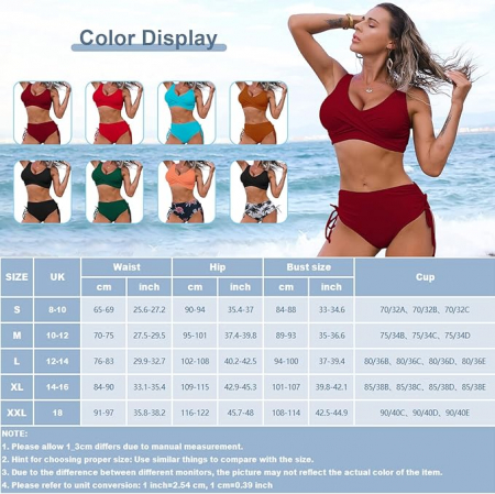 Costum de baie din 2 piese pentru femei Heekpek, rosu, marime XXL [5]