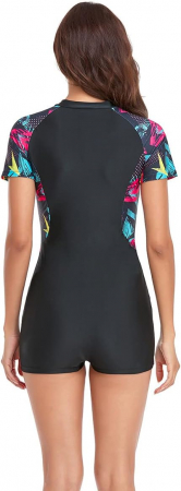 Costum de baie dintr-o bucată pentru damă BEACHKINI, cu mânecă scurtă, cu fermoar, XL [2]