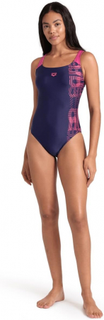 Costum de baie intreg pentru femei Arena Control Pro Back Graphic, bleumarin/roz, 36 [2]