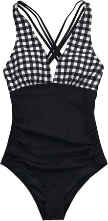 Costum de baie intreg pentru femei CUPSHE AB20632M, alb/negru, XL [2]