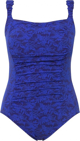 Costum de baie intreg pentru femei Ulla Popken 815029, model floral, albastru, 60 [3]
