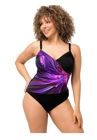 Imbracaminte femei - Costum de baie intreg pentru femei Ulla Popken Alina, negru/violet, 42