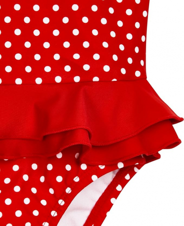 Costum de baie intreg pentru fete Playshoes, protectie UV, rosu cu buline albe, 86/92 (1-2 ani) [3]