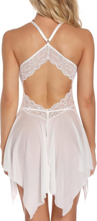 Costum de noapte sexy pentru femei Aranmei Babydoll, alb, S [2]