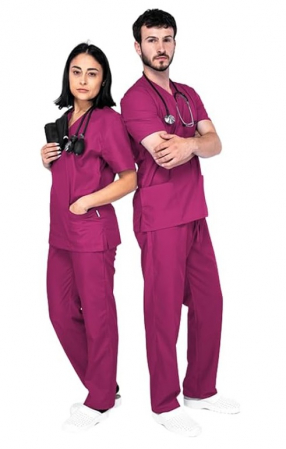 Imbracaminte femei - Costum medical unisex MAZALAT work wear, 1 pantalon + 1 tricou, mov, marime S