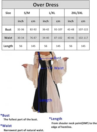 Costum renascentist pentru femei Aibaowedding, alb/maro, S/M [4]