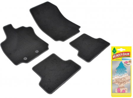 Covorase auto - Covorase auto din mocheta Umbrella pentru Renault Clio III (2005-2012) + Odorizant Auto Bradut Wunder-baum Beach Days