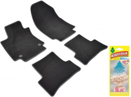 Covorase auto - Covorase auto din mocheta Umbrella pentru Renault Clio Iv (2012-2019) + Odorizant Auto Bradut Wunder-baum Beach Days