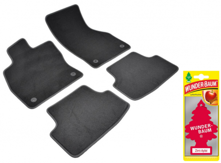 Covorase auto - Covorase auto din mocheta Umbrella pentru Volkswagen Golf VIII (2020-prezent) + Odorizant Auto Bradut Wunder-Baum Zimt Apfel (Mar Si Scortisoara)