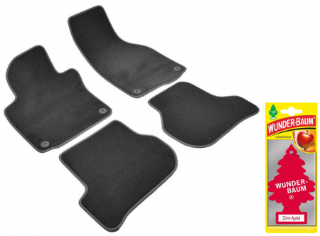 Covorase auto - Covorase auto din mocheta Umbrella pentru Volkswagen Jetta IV (2003-prezent)- Sisteme fixare rotunde + Odorizant Auto Bradut Wunder-Baum Zimt Apfel (Mar Si Scortisoara)
