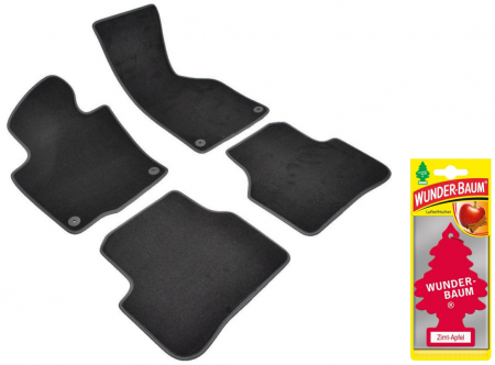 Covorase auto - Covorase auto din mocheta Umbrella pentru Volkswagen Passat VI (2005-prezent) – Sisteme fixare rotunde + Odorizant Auto Bradut Wunder-Baum Zimt Apfel (Mar Si Scortisoara)