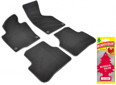 Covorase auto - Covorase auto din mocheta Umbrella pentru Volkswagen Passat VII (2010-prezent) + Odorizant Auto Bradut Wunder-Baum Zimt Apfel (Mar Si Scortisoara)