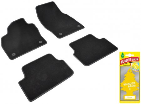 Covorase auto - Covorase auto din mocheta Umbrella pentru Volkswagen Polo VI [AW] (2017-prezent) + Odorizant Auto Bradut Wunder-Baum Zitrone (Lamaie)