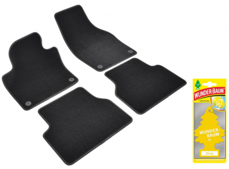 Covorase auto - Covorase auto din mocheta Umbrella pentru Volkswagen Tiguan (2007-2016) – Sisteme fixare ovale + Odorizant Auto Bradut Wunder-Baum Zitrone (Lamaie)