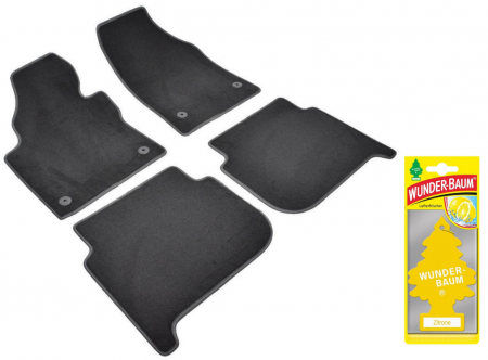 Covorase auto - Covorase auto din mocheta Umbrella pentru Volkswagen Touran I MK2 (2010-2015) + Odorizant Auto Bradut Wunder-Baum Zitrone (Lamaie)
