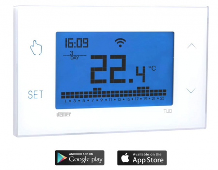 Cronotermostat Vemer VE785700 TUO WIFI LITE WiFi, de perete, controlabil cu aplicație, iOS și Android, compatibil cu Google Home și Amazon Alexa, alb [4]