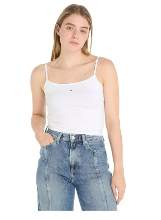 Fashion - Crop top pentru femei Tommy Jeans Tjw Crp Essential Strap Top DW0DW17381, alb, L