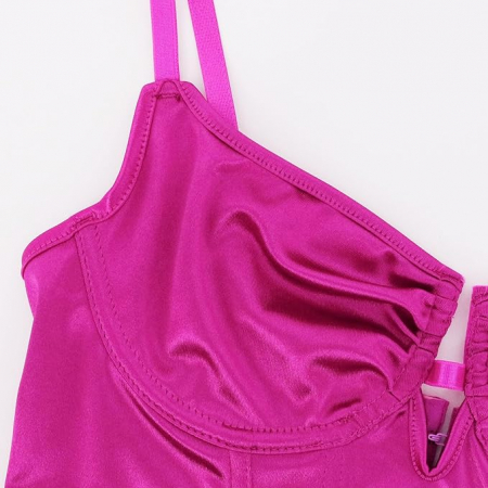 Crop top tip corset din satin pentru femei Naimo, roz, XL [4]