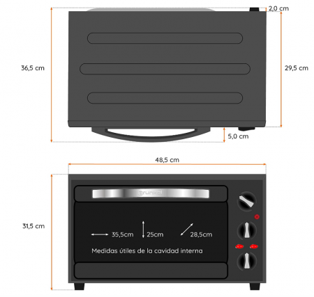 Cuptor electric Grunkel - HR-28NRM multifunctional de 28L, 1600W, Negru [5]