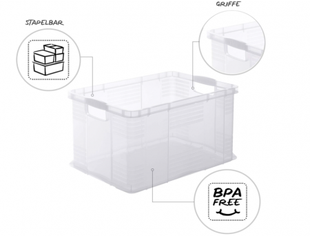 Cutie de depozitare Rotho Agilo 55L, Plastic (PP) Fără BPA, 59 x 39 x 31 cm [4]