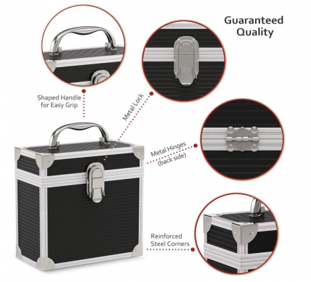 Cutie depozitare discuri de vinil Retro Musique de 7 inchi (17 cm), pana la 35 discuri, negru [4]