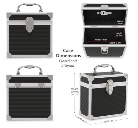 Cutie depozitare discuri de vinil Retro Musique de 7 inchi (17 cm), pana la 35 discuri, negru [5]