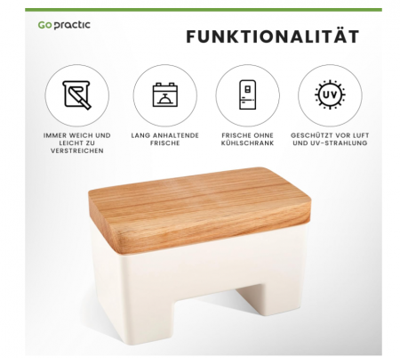 Cutie pentru unt Go Practic, Plastic/Lemn, 10 x 10 x 16.5 cm [3]