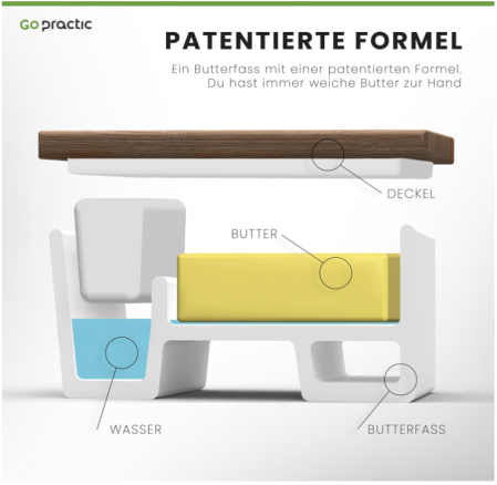 Cutie pentru unt Go Practic, Plastic/Lemn, 10 x 10 x 16.5 cm [5]