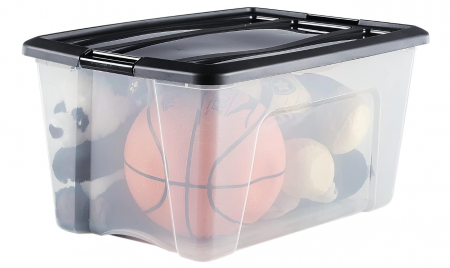 Cutii de depozitare Iris Ohyama din plastic cu capac și cleme de închidere, 45L, Set de 4, fără BPA, NTB-45 [2]