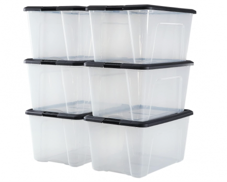 Cutii de depozitare Iris Ohyama din plastic cu capac și cleme de închidere, 45L, Set de 4, fără BPA, NTB-45 [1]