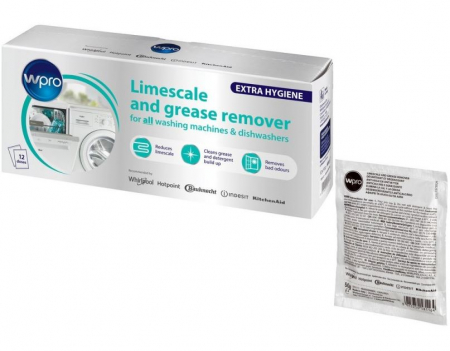 Detartrant/degresant pentru masina de spalat vase si rufe, 12 x 50 g, WPRO 484000008801 [1]