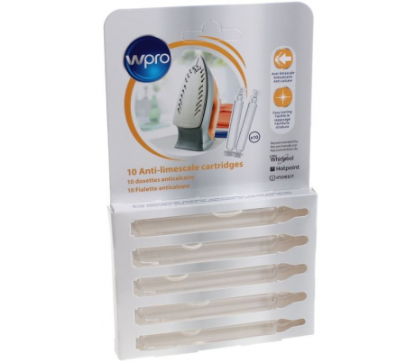 Bacanie - Solutie anticalcar pentru fier de calcat, WHIRLPOOL 484000008408, set 10 cartuse