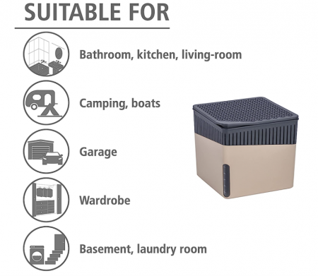 Dezumidificator portabil WENKO Cube, 500 g, 800 ml, 13 x 13 x 13 cm, bej [5]