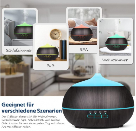 Difuzor de uleiuri esentiale cu ultrasunete Moisturnt, 500 ml, negru [8]