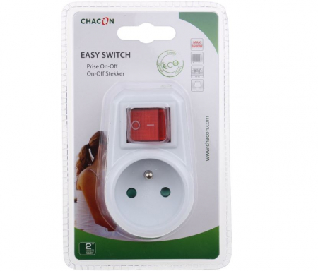 Prelungitoare si adaptoare - Adaptor priza Domino, cu intrerupator, 1x16A, alb