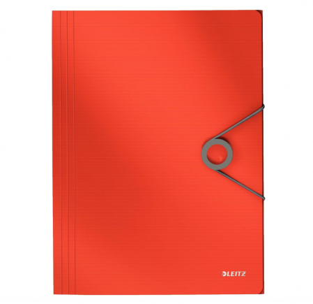 Gaming, Carti & Birotica - Dosar din plastic A4 Leitz 456, inchidere cu elastic, Roșu deschis