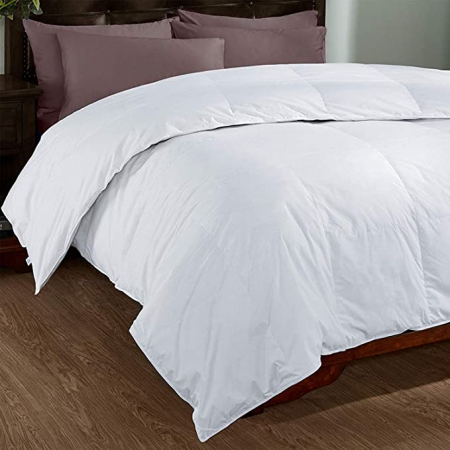 DOWNCY - Păturică albă ușoară din pene și puf de gâscă cu husă din bumbac 100%, 260 x 220 cm [1]