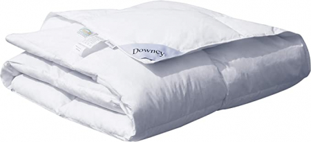 Textile si covoare - DOWNCY - Păturică albă ușoară din pene și puf de gâscă cu husă din bumbac 100%, 260 x 220 cm