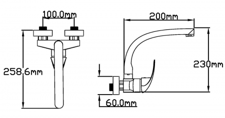 DP Bath Manzanilla Baterie cu montare pe perete, robinet de bucătărie [1]