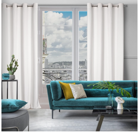 Draperie din catifea cu ochiuri Eurofirany, model ondulat, 140 x 250 cm, alb [2]