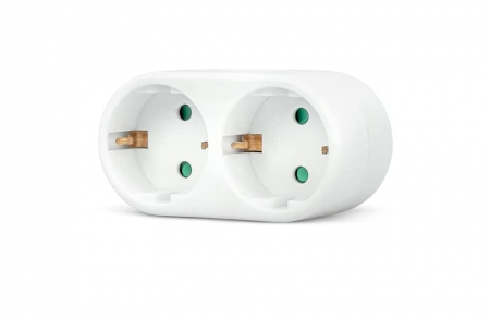 Produse complementare iluminat - Dublu Stecher Garza 430024 cu impamantare,  Alb