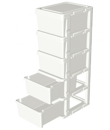 Dulap de depozitare din plastic Cetomo, alb, 5 sertare [3]