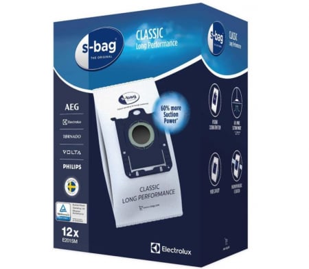 Accesorii si piese aspiratoare - Set 12 saci de aspirator E201SM, ELECTROLUX 9001684811, CLASSIC LONG PERFORMANCE