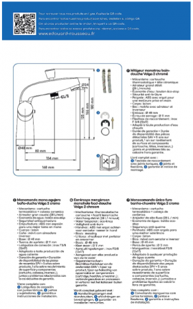 Edouard Rousseau Baterie termostatica pentru baie-dus Volga 2, Crom [3]