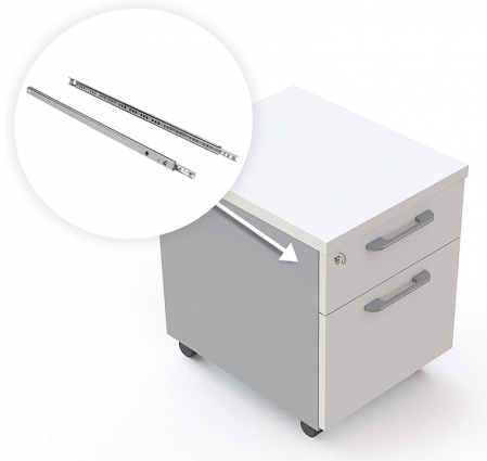 Emuca 3009305  Set de 5 perechi de glisiere cu extensie parțială pentru sertar, zincat, 438 mm [3]